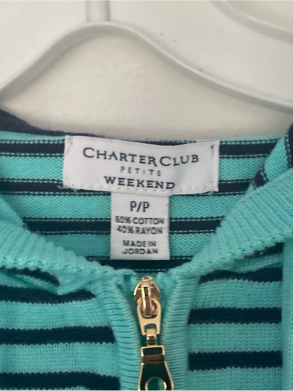 Charter Club Knit Hooded Jacket Women’s Sz P/P Striped Long Sleeve Full Zip - Picture 11 of 14